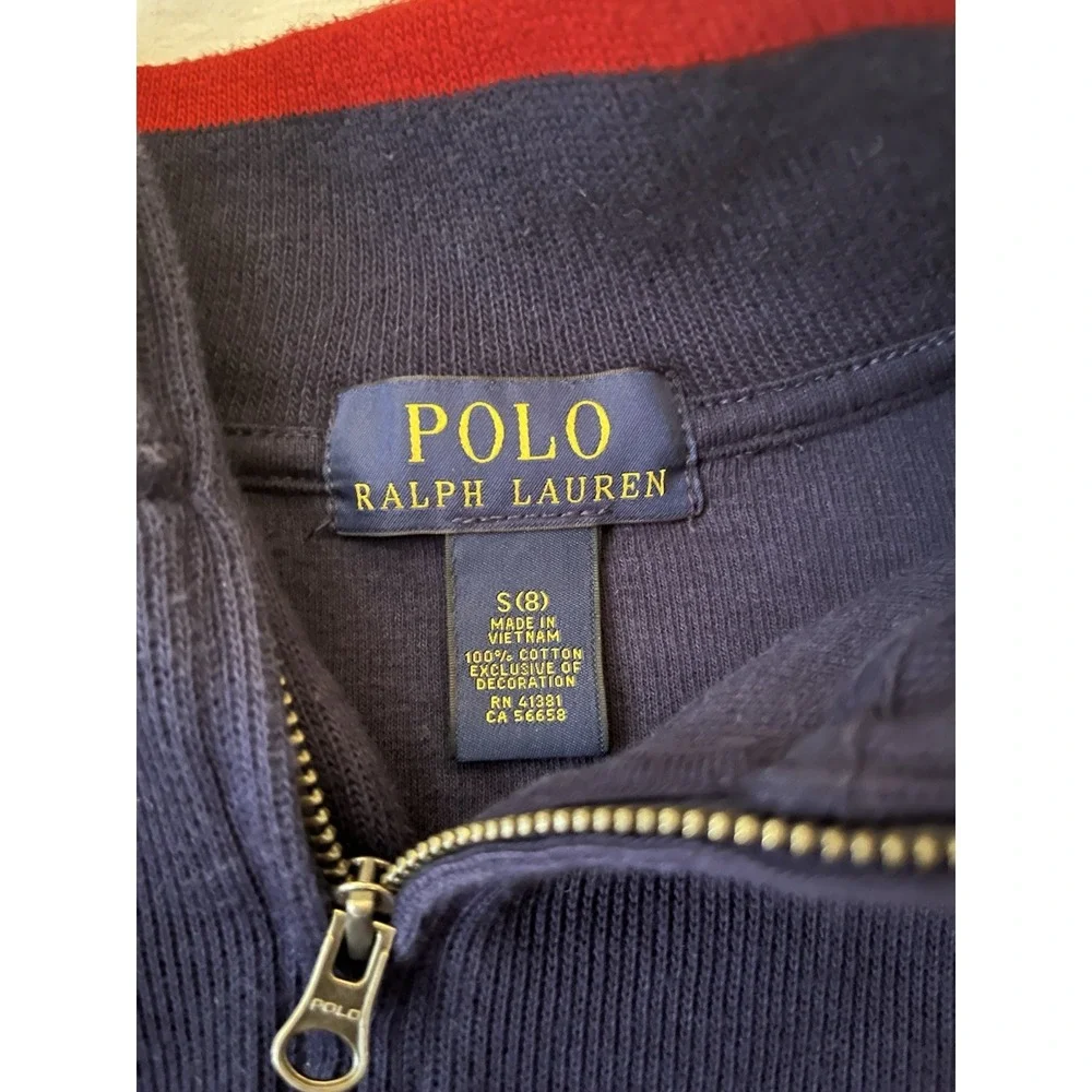 Polo Ralph Lauren 1/4 Pullover Sweater Boy's Size Small 8 Blue Long Sleeve